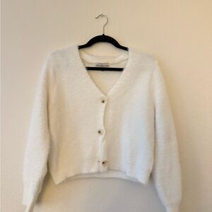 Cozy White Button-Up Cardigan
